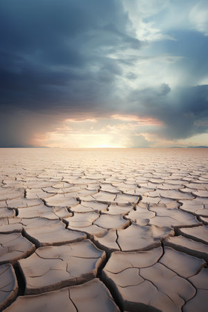 Dry cracked earth at sunset. Global warming, climate change conceptの素材