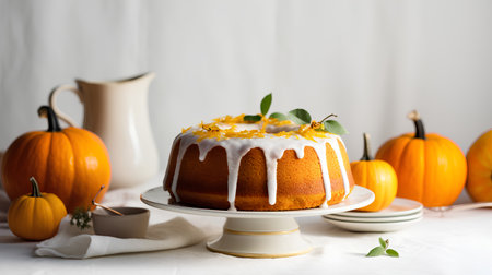 Pumpkin Bundt Cake with Cream Cheese Frosting, squareの素材
