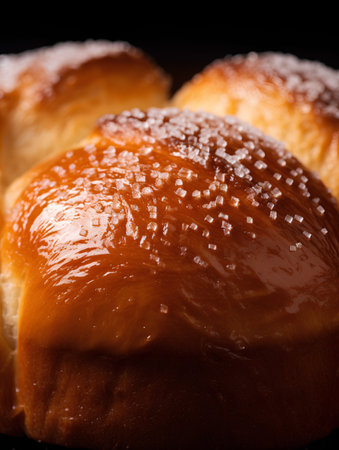 Sweet buns with jam on a black background. Selective focus.の素材