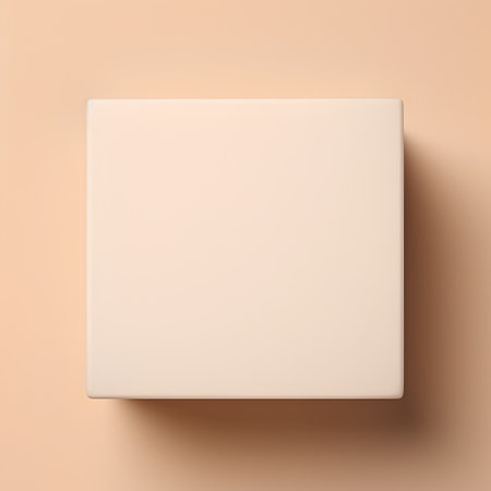 3d render of a white box on a beige background.の素材