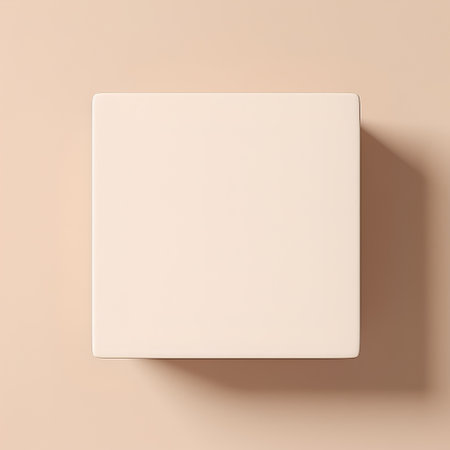 Blank white box mockup on beige wall. 3d renderingの素材