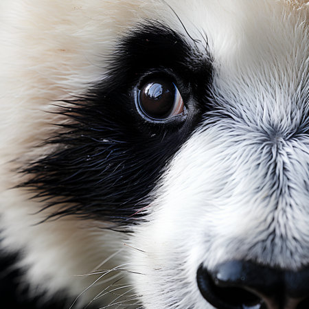 Portrait of a giant panda, close-up view.の素材