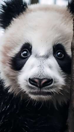 Close up of giant panda bear (Ailuropoda melanoleuca)の素材
