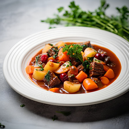 Beef Bourguignon with potatoes, carrots and parsleyの素材