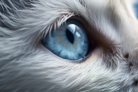Close-up of a cat's blue eye. Macro shot.の素材