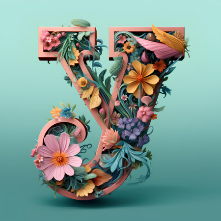 Flower font. Letter Z in floral style. 3d renderingの素材