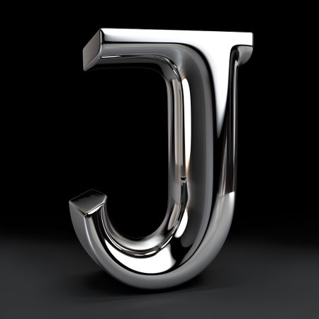 Metal letter C uppercase. Black background. 3d rendering.の素材