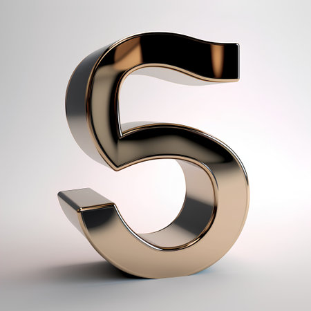 3d matte gold number 6 isolated on white background. Metallic font with shadowの素材