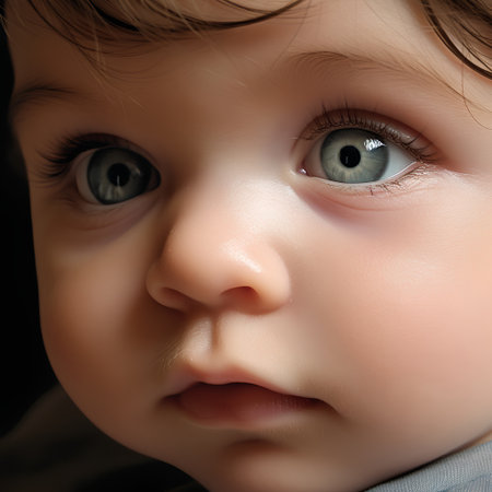 Portrait of a little girl with blue eyes. Close up.の素材