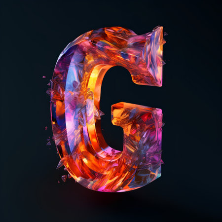 Fluid letter G uppercase. 3D rendering isolated on black backgroundの素材