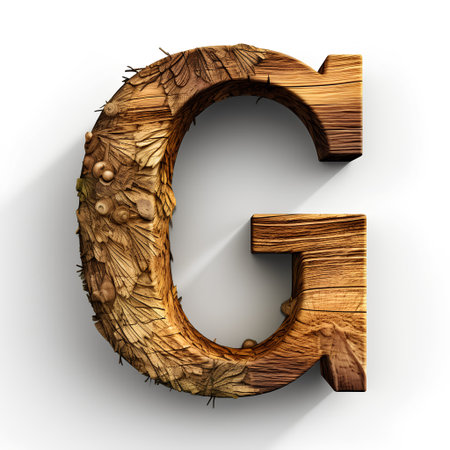 Wooden letter isolated on white background. 3D rendering of wooden alphabetの素材