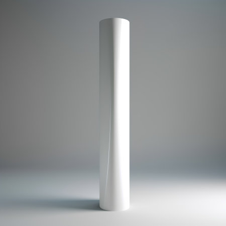 3d rendering of a white pillar isolated on a grey background.の素材
