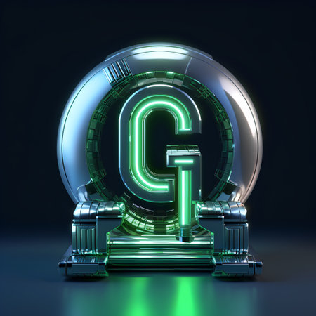 Futuristic glowing green neon font. Letter G. 3D renderingの素材