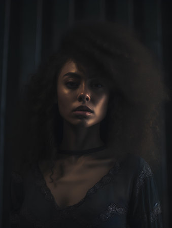 Portrait of beautiful african american woman with afro hairstyleの素材