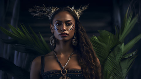 Portrait of a beautiful african american woman with creative make-upの素材