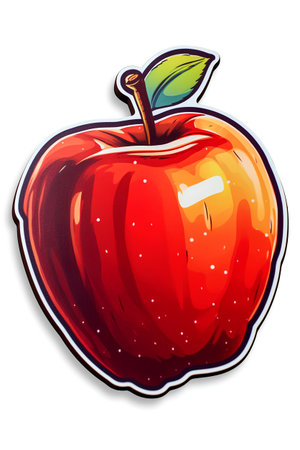 Illustration of a red apple on a white background. Vector.の素材