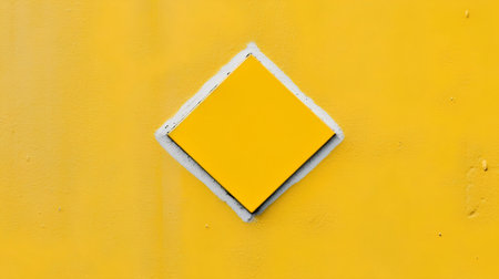 yellow wall with a white square in the shape of a hexagonの素材