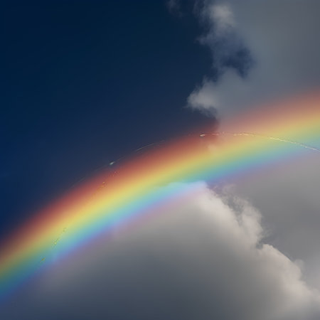 Rainbow in the sky over the planet Earth. 3d renderの素材