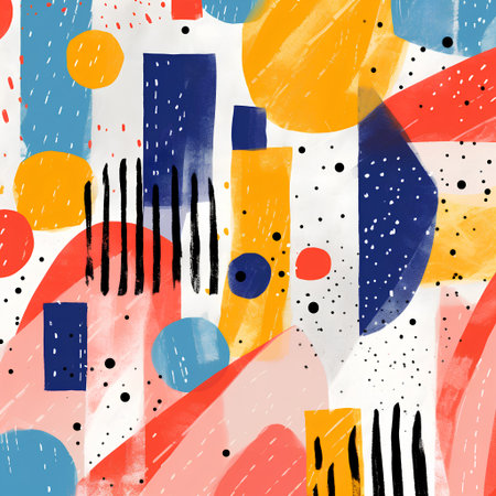 Seamless pattern with abstract shapes. Hand-drawn illustration.の素材