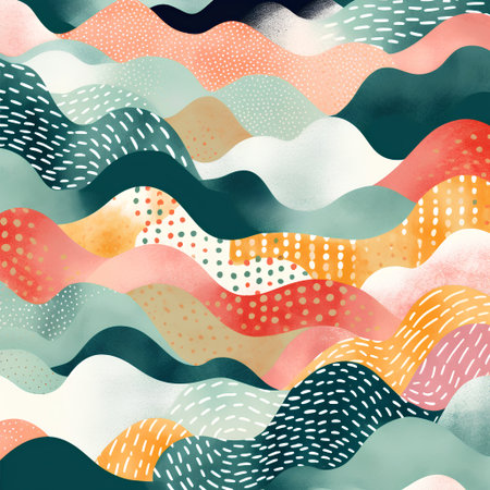 Seamless pattern with watercolor waves and dots. Vector illustration.の素材