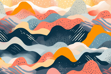 Seamless pattern with abstract hand drawn waves. Vector illustration.の素材