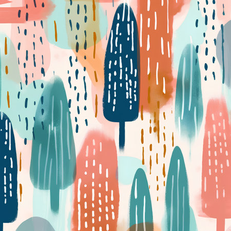 Seamless pattern with abstract trees. Hand-drawn illustration.の素材