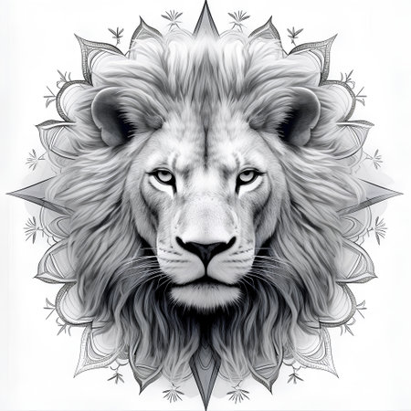 Lion head. Hand drawn illustration for tattoo or t-shirt.の素材