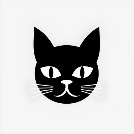 Black cat icon on white background. Vector illustration. Eps 10.の素材
