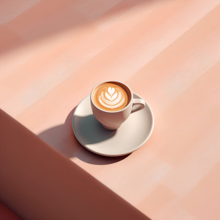 Cup of coffee on the background of the wall. 3d renderingの素材