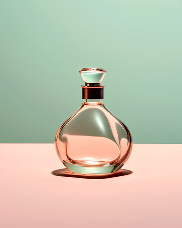 Perfume bottle on a pastel background. 3d renderingの素材