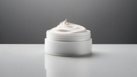 cosmetic cream in a jar on a gray background, vector illustrationの素材