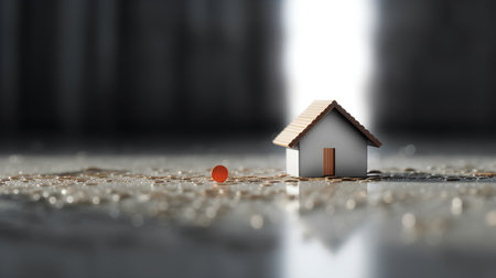 Egg in the shape of a house. Conceptual image.の素材