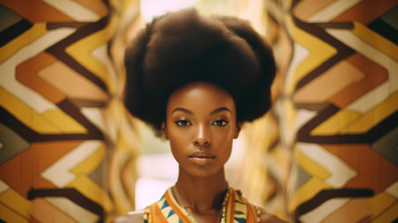 Beautiful african american woman with afro hairstyle. Fashion photo.の素材