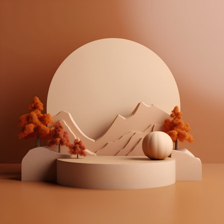 3d render of abstract geometric forms. Minimal scene podium display for product design.の素材