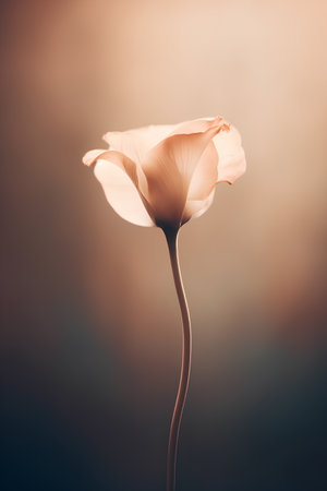 Beautiful poppy flower on blurred background. Vintage toned image.の素材