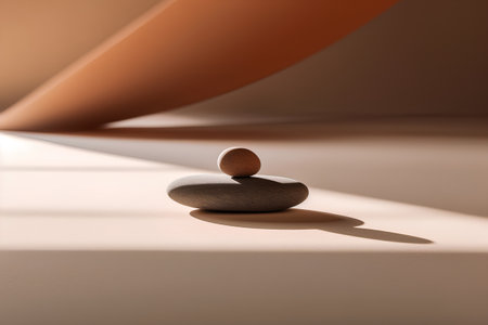 Minimalistic abstract background with pebble podium and shadow. 3D renderの素材