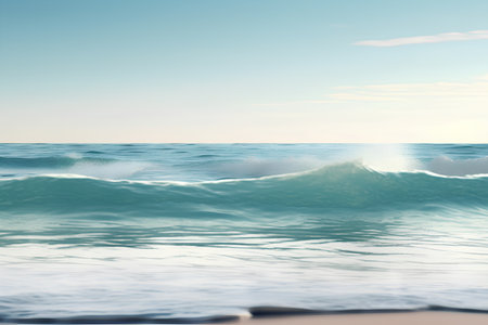 beautiful seascape with blue sky and sea waves. 3d renderの素材