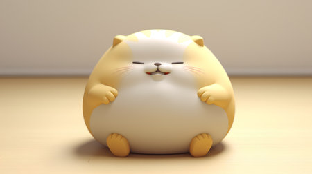 Cute yellow hamster sitting on the floor, 3d renderの素材