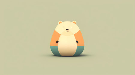 Cute polar bear on green background. Vector illustration in flat style.の素材