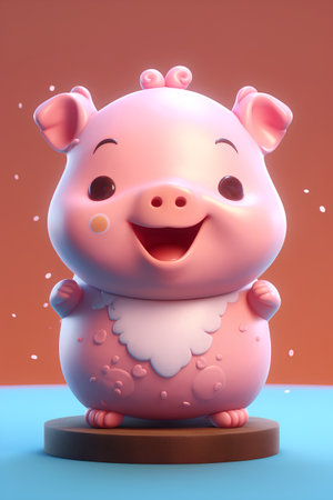Cute cartoon hippo. 3d render. Vector illustration.の素材