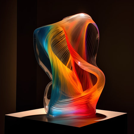 Abstract colorful shape on a black background. 3d render illustration.の素材