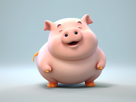Piggy bank isolated on white background. 3D illustration.の素材