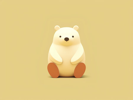 Cute cartoon polar bear sitting on a yellow background. Vector illustrationの素材