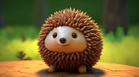 hedgehog in the forest. 3D illustration. Render.の素材