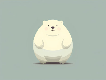 Cute polar bear isolated on green background. Vector cartoon illustration.の素材