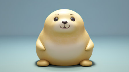 Cute cartoon baby seal isolated on blue background. 3d renderの素材