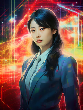 Beautiful asian woman in business suit. 3D rendering.の素材