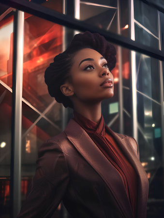 Portrait of a beautiful african american woman in the city.の素材