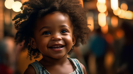 Portrait of a cute african american little girl smiling.の素材