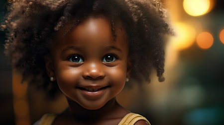 Portrait of a cute little african american girl smiling.の素材